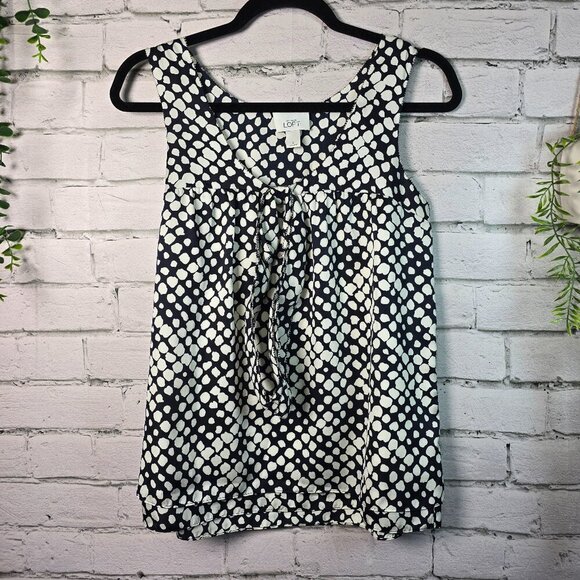 LOFT BLACK AND WHITE DOUBLE LAYERS TANK WITH FRONT TIE WOMENS SIZE S NWOT - Picture 1 of 7